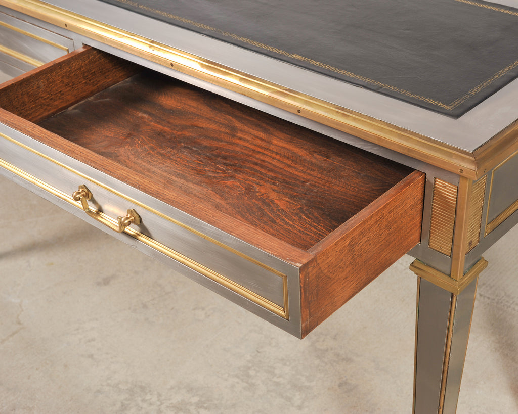 John Vesey Style Steel and Bronze Neoclassical Desk or Console