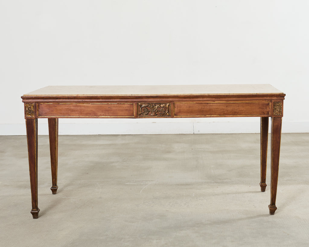 Grand French Neoclassical Marble Top Library or Console Table