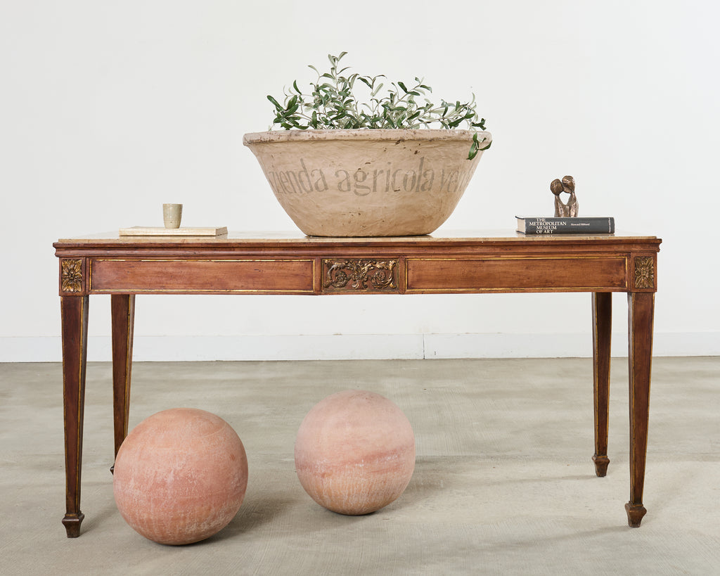 Grand French Neoclassical Marble Top Library or Console Table