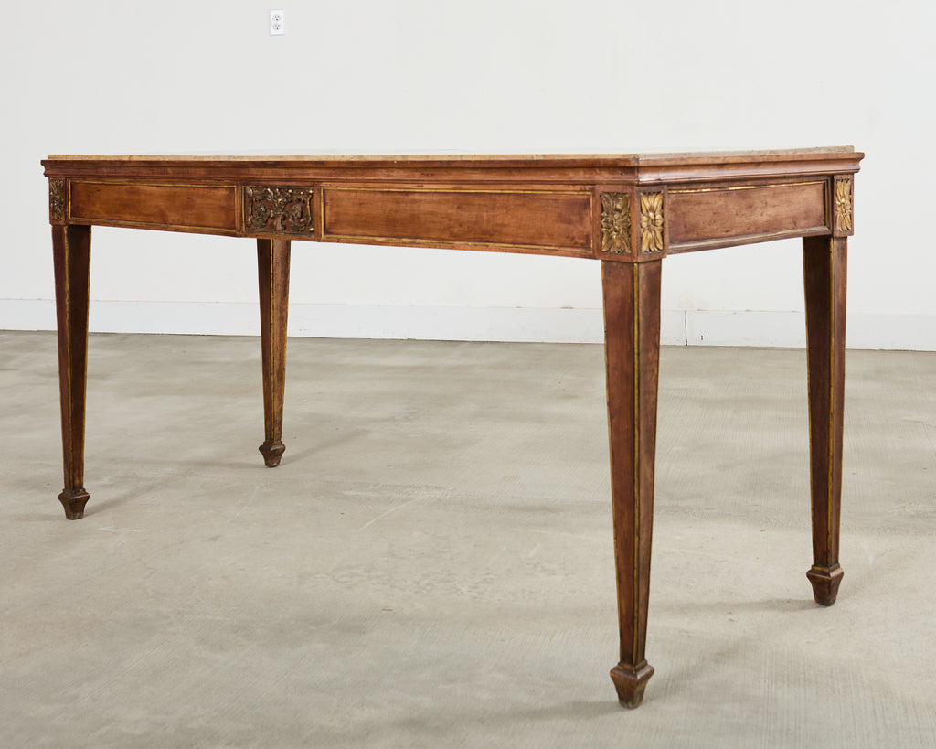 Grand French Neoclassical Marble Top Library or Console Table