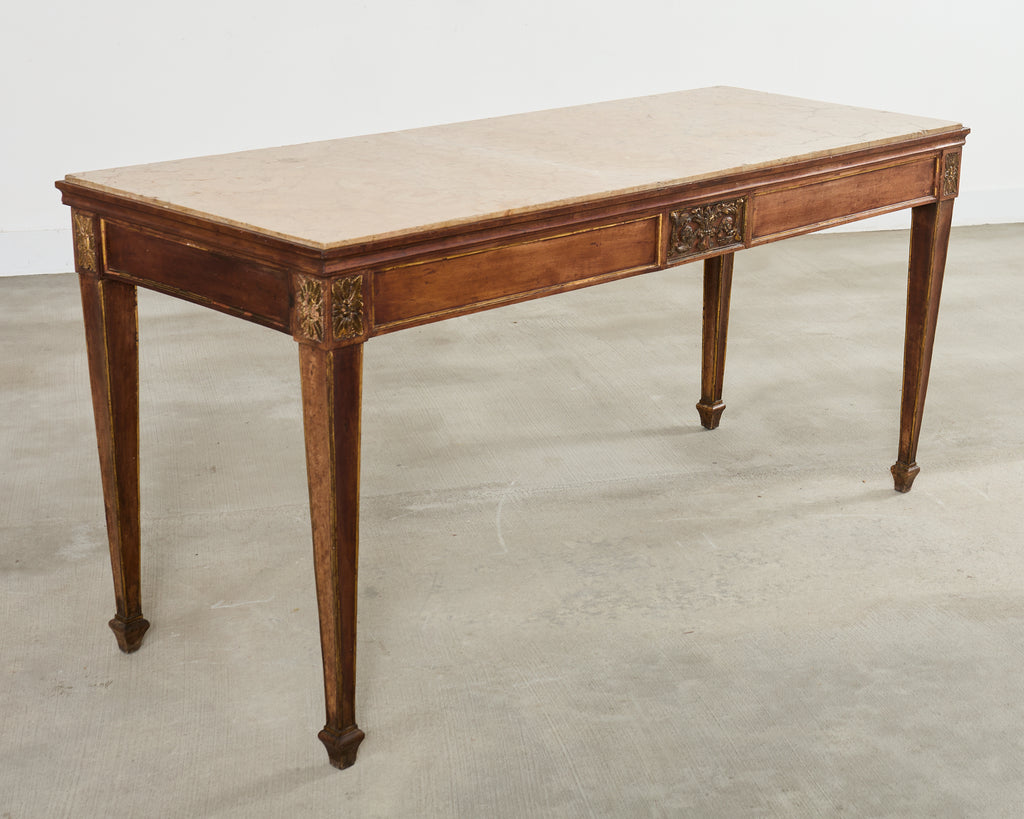 Grand French Neoclassical Marble Top Library or Console Table