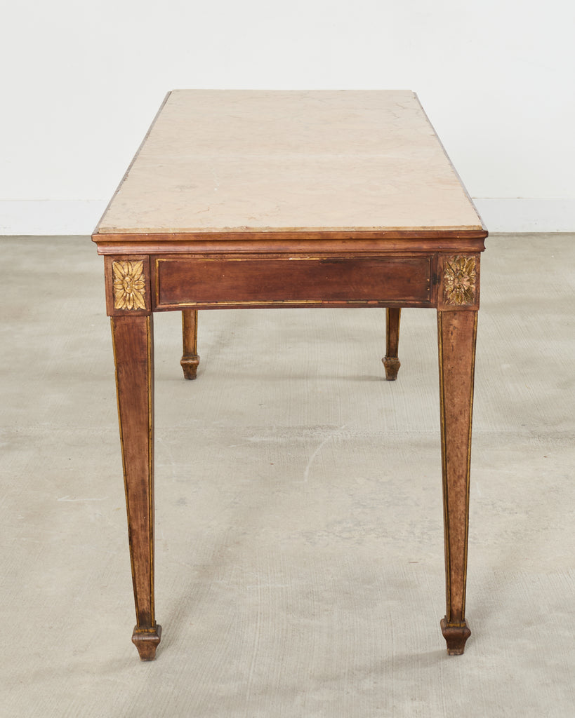 Grand French Neoclassical Marble Top Library or Console Table