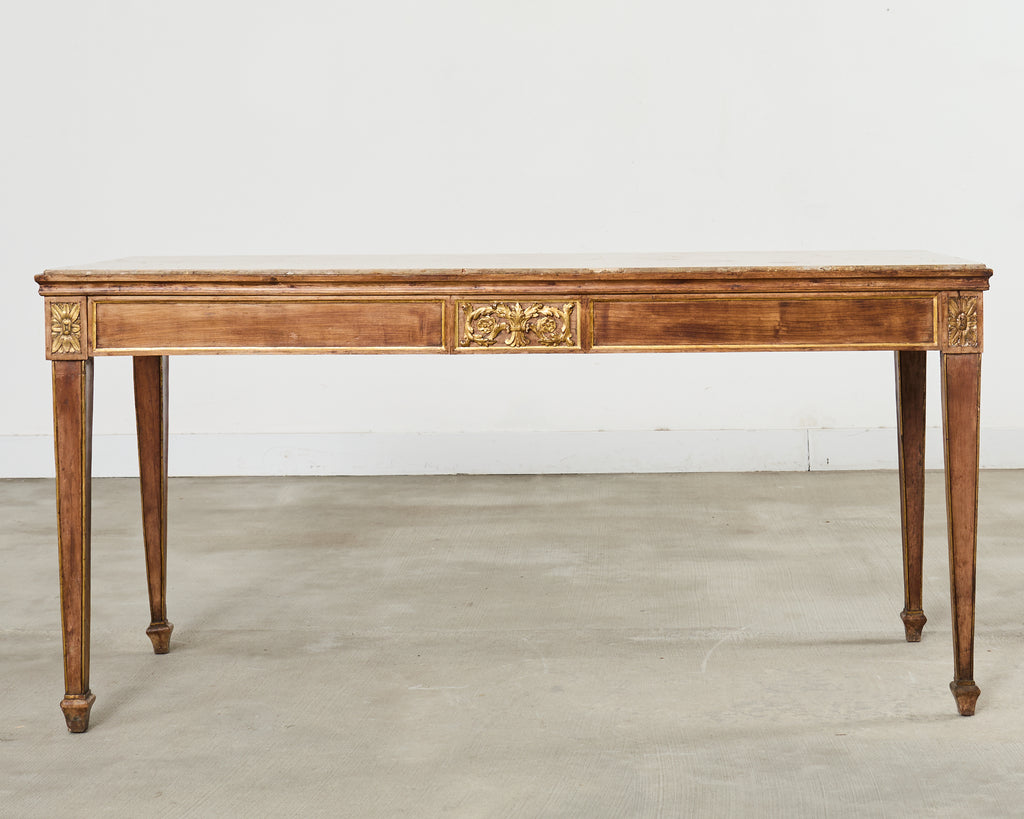 Grand French Neoclassical Marble Top Library or Console Table