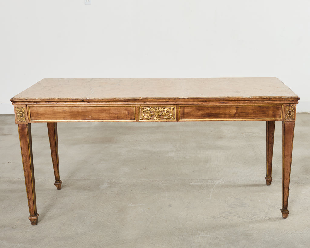 Grand French Neoclassical Marble Top Library or Console Table