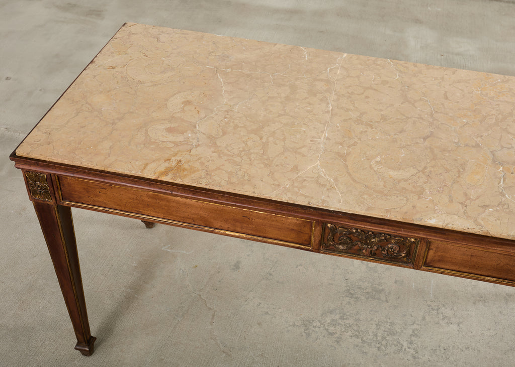 Grand French Neoclassical Marble Top Library or Console Table