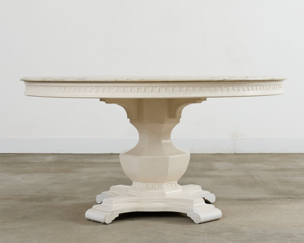 Neoclassical Style Round Marble Top Pedestal Center Table