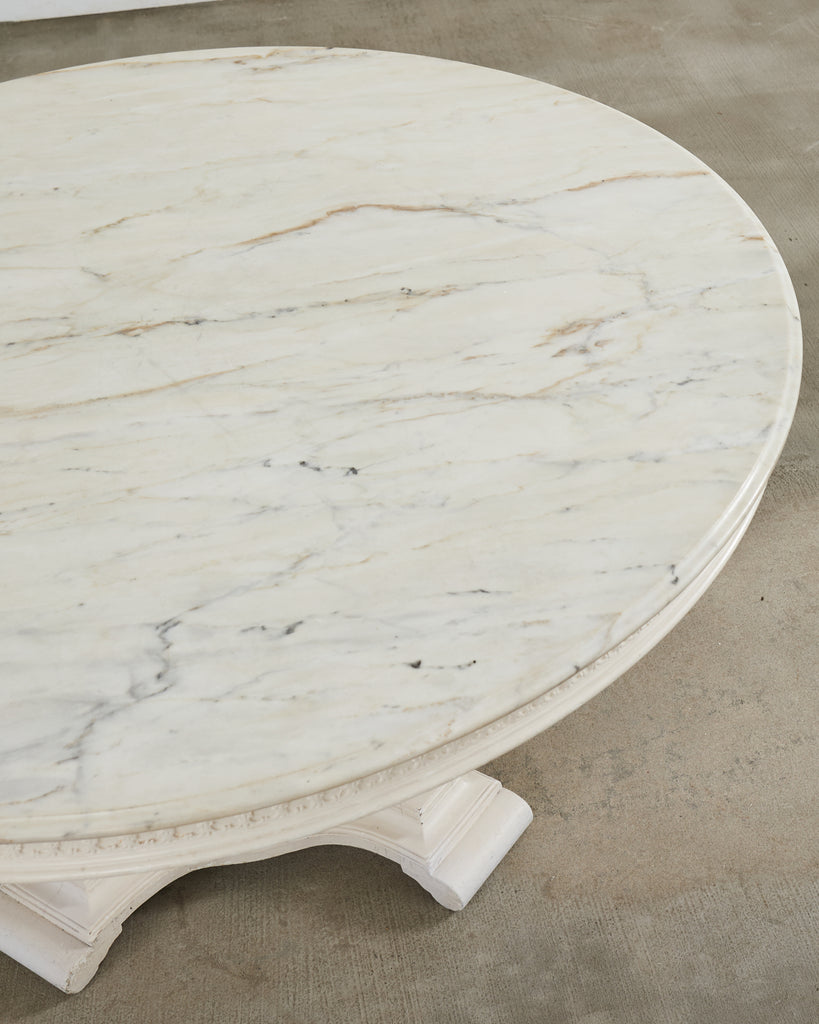 Neoclassical Style Round Marble Top Pedestal Center Table