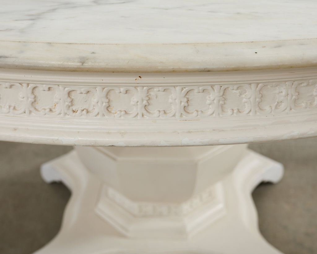 Neoclassical Style Round Marble Top Pedestal Center Table