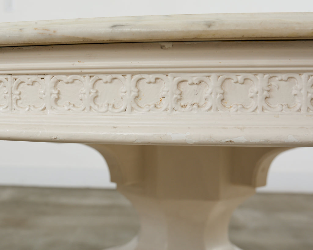 Neoclassical Style Round Marble Top Pedestal Center Table
