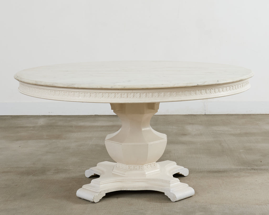 Neoclassical Style Round Marble Top Pedestal Center Table