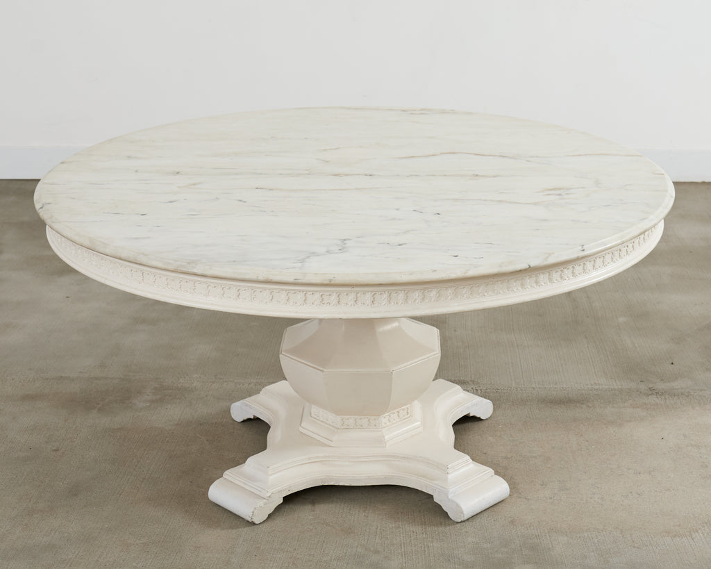Neoclassical Style Round Marble Top Pedestal Center Table