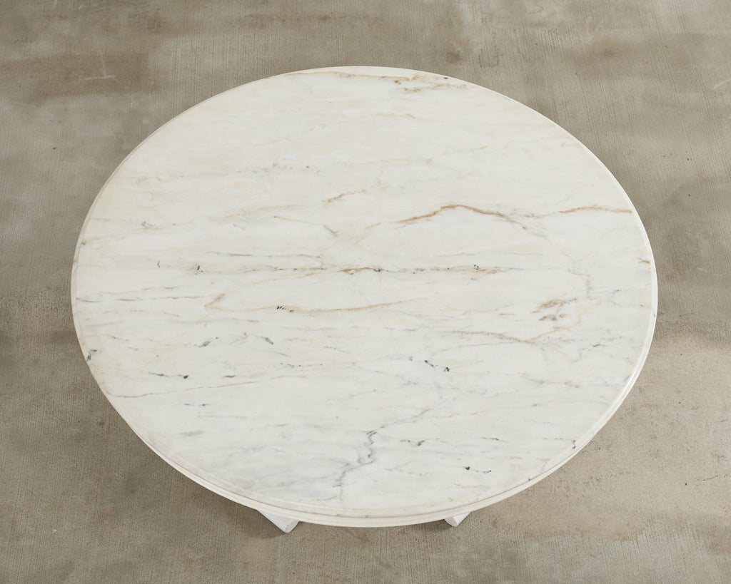 Neoclassical Style Round Marble Top Pedestal Center Table