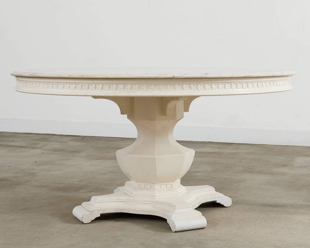 Neoclassical Style Round Marble Top Pedestal Center Table