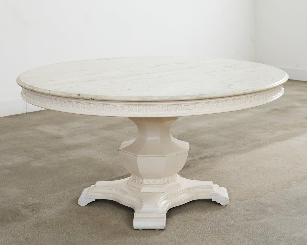 Neoclassical Style Round Marble Top Pedestal Center Table