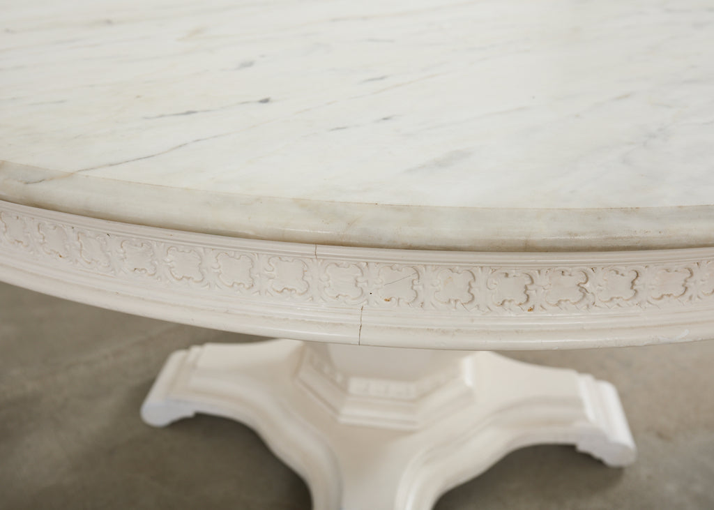 Neoclassical Style Round Marble Top Pedestal Center Table