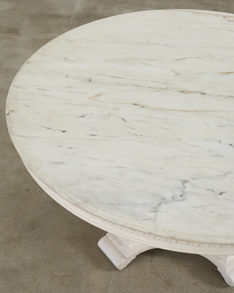 Neoclassical Style Round Marble Top Pedestal Center Table