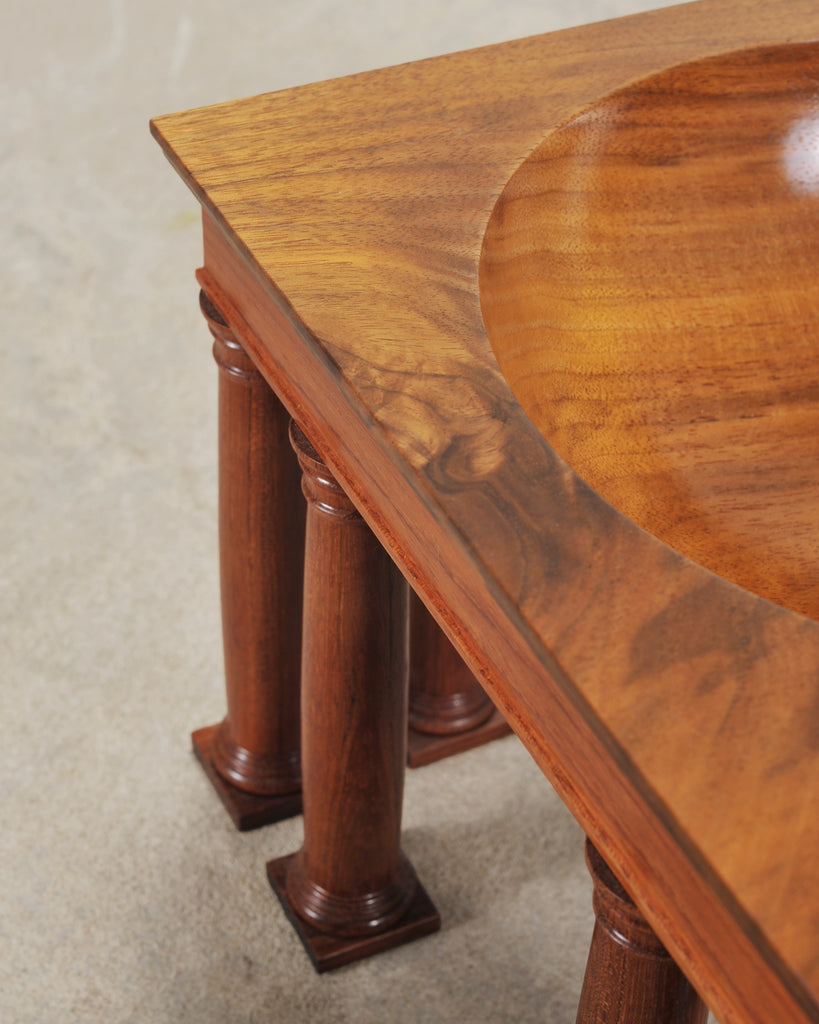 Neoclassical Greco-Roman Walnut Bubinga Rosewood Signed Bowl