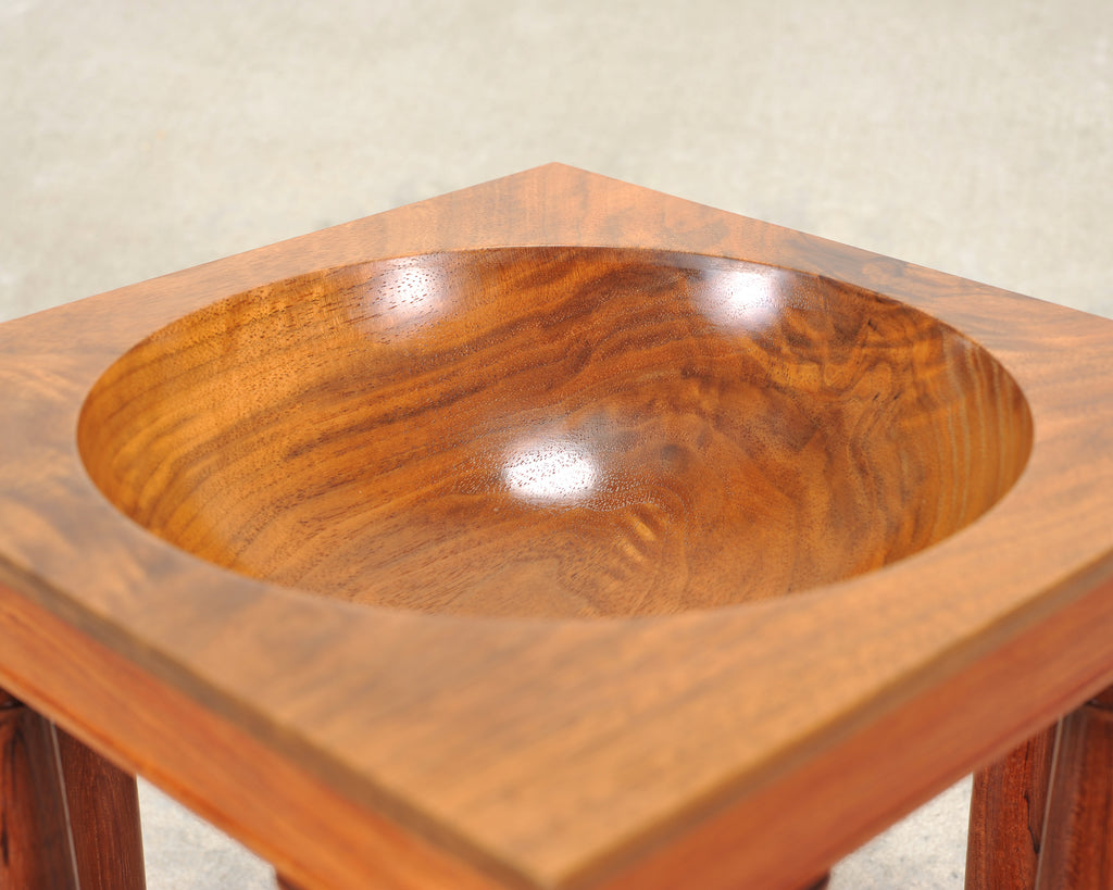 Neoclassical Greco-Roman Walnut Bubinga Rosewood Signed Bowl