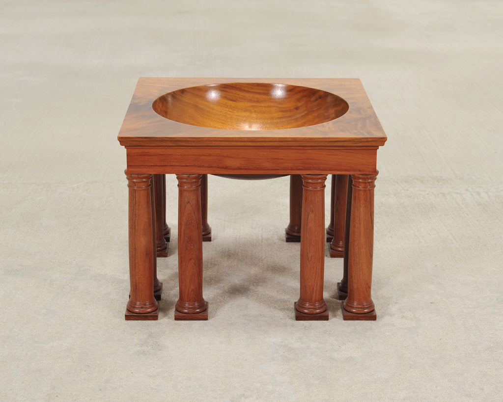 Neoclassical Greco-Roman Walnut Bubinga Rosewood Signed Bowl