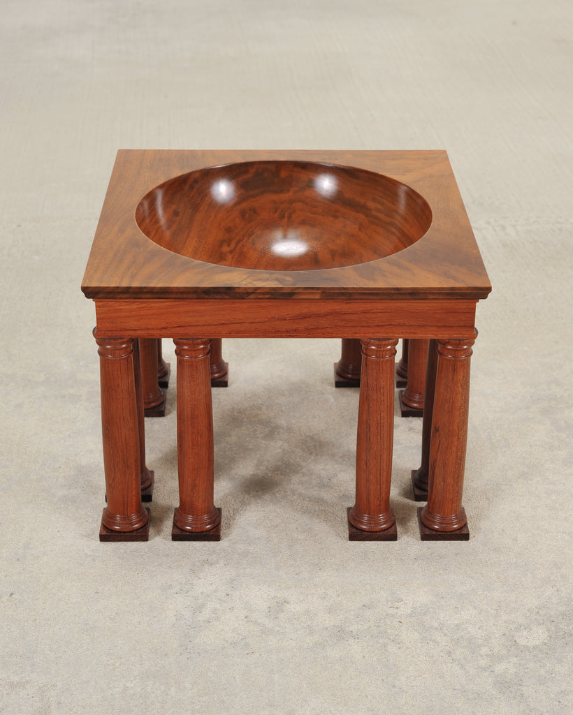 Neoclassical Greco-Roman Walnut Bubinga Rosewood Signed Bowl