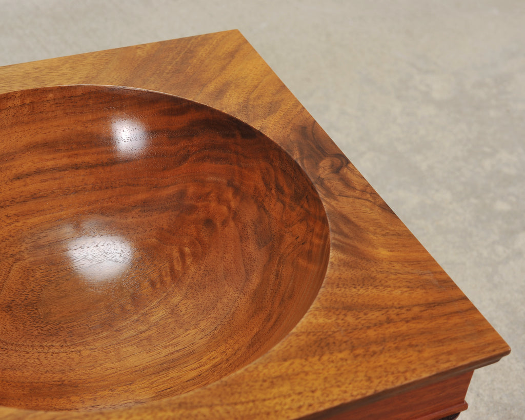 Neoclassical Greco-Roman Walnut Bubinga Rosewood Signed Bowl