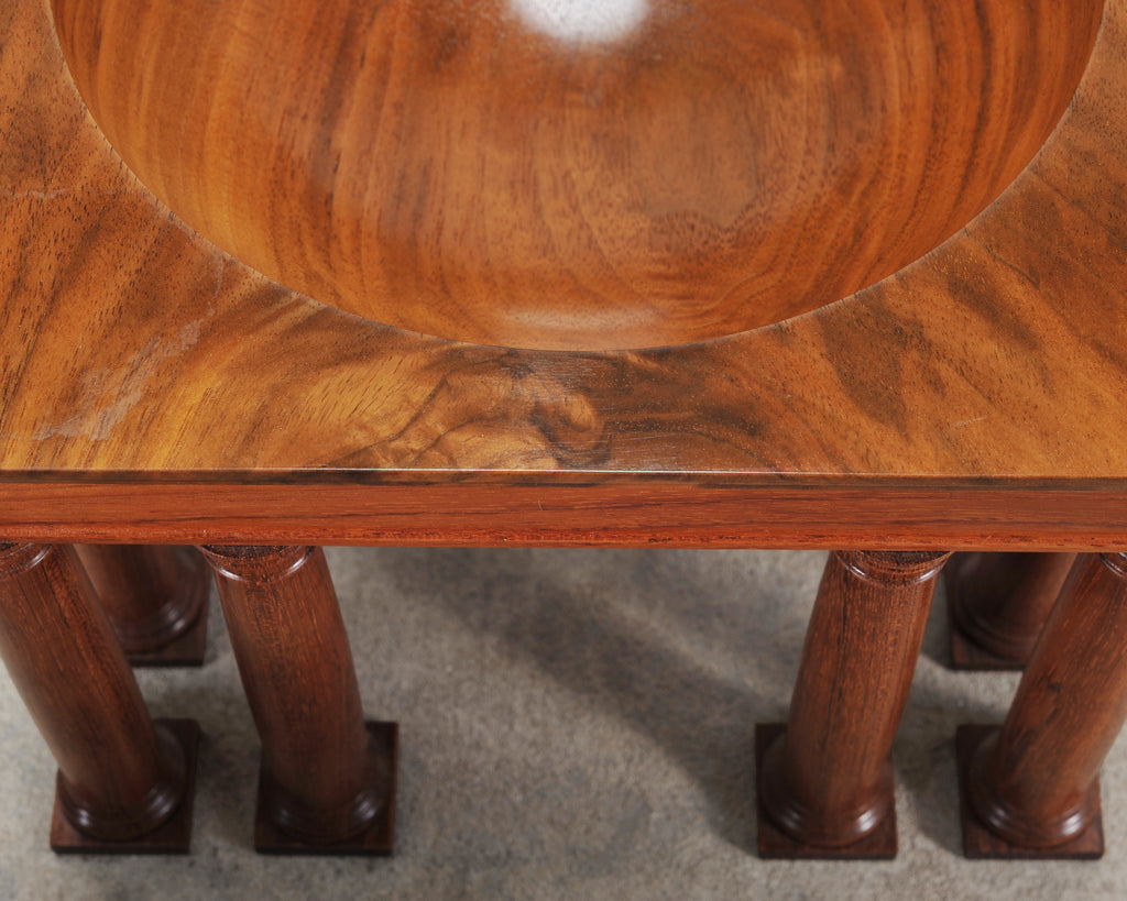Neoclassical Greco-Roman Walnut Bubinga Rosewood Signed Bowl
