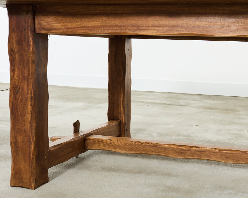 Monumental Country French Oak Farmhouse Trestle Dining Table