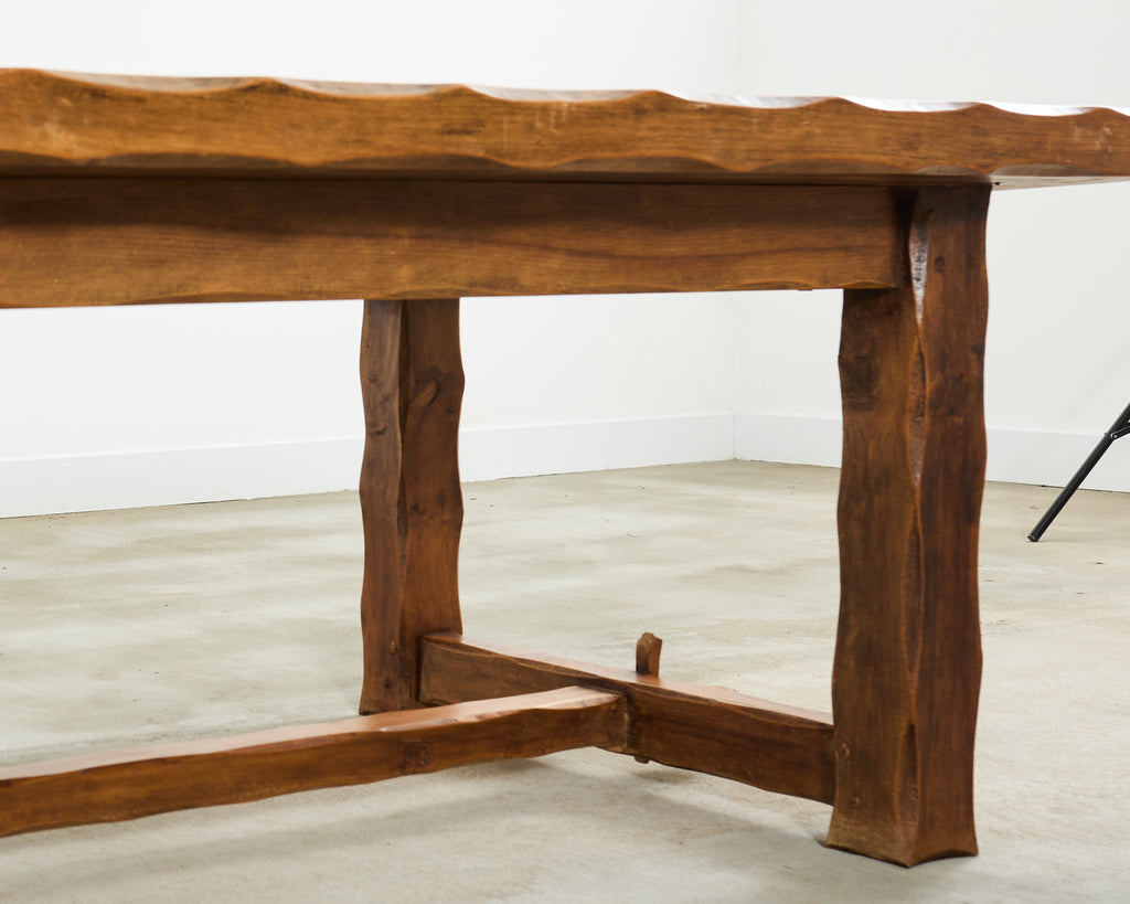 Monumental Country French Oak Farmhouse Trestle Dining Table