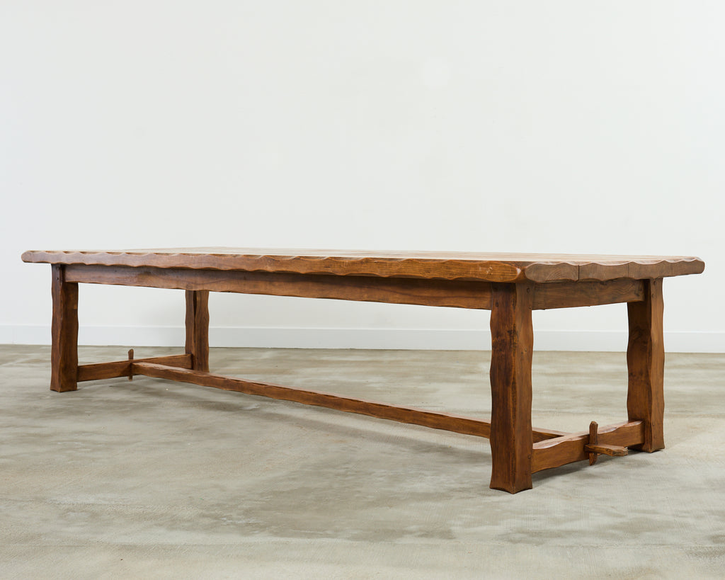Monumental Country French Oak Farmhouse Trestle Dining Table