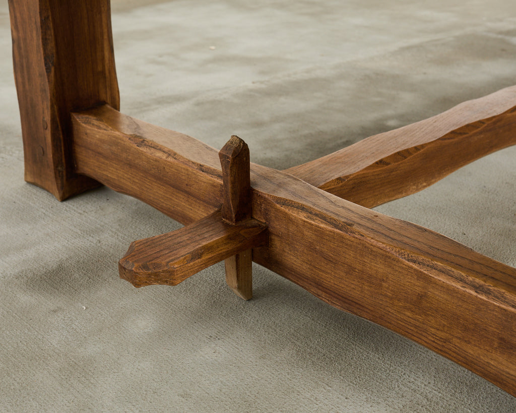 Monumental Country French Oak Farmhouse Trestle Dining Table