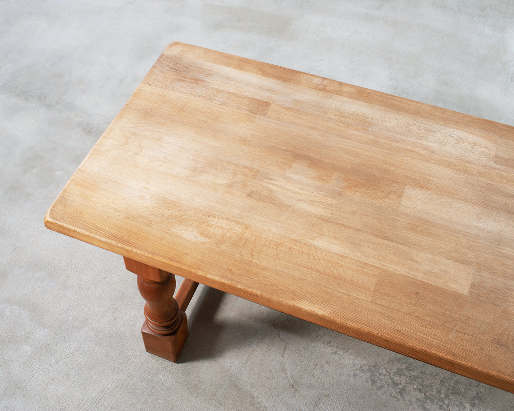 Midcentury Country French Oak Farmhouse Dining Table 7 Ft