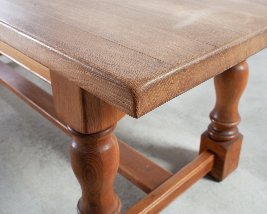 Midcentury Country French Oak Farmhouse Dining Table 7 Ft
