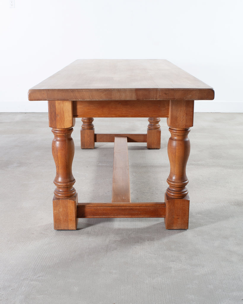 Midcentury Country French Oak Farmhouse Dining Table 7 Ft