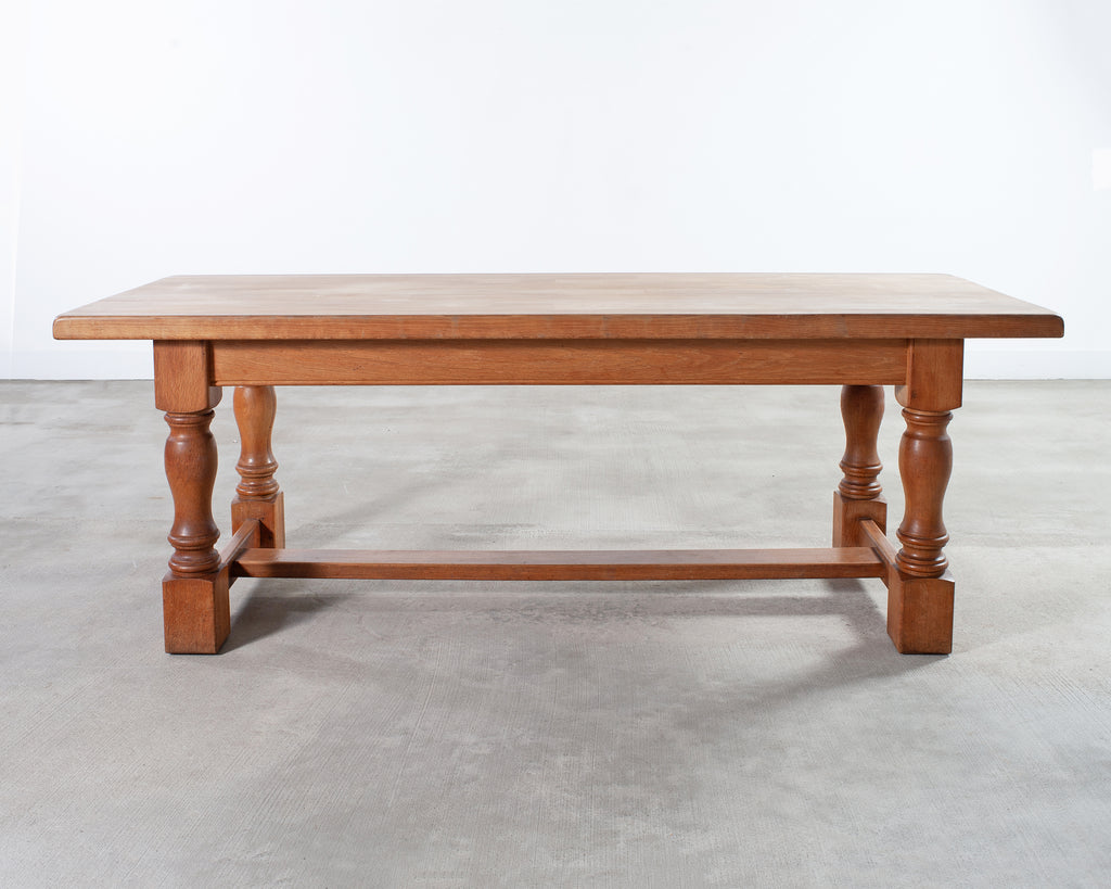 Midcentury Country French Oak Farmhouse Dining Table 7 Ft