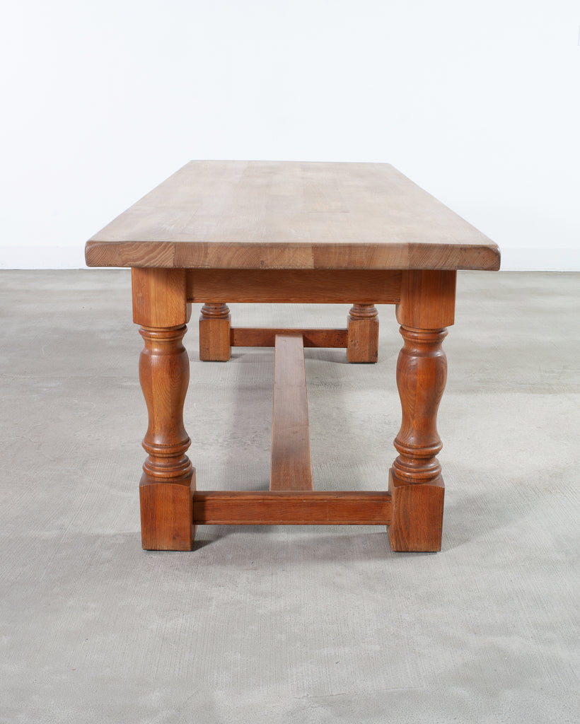 Midcentury Country French Oak Farmhouse Dining Table 7 Ft