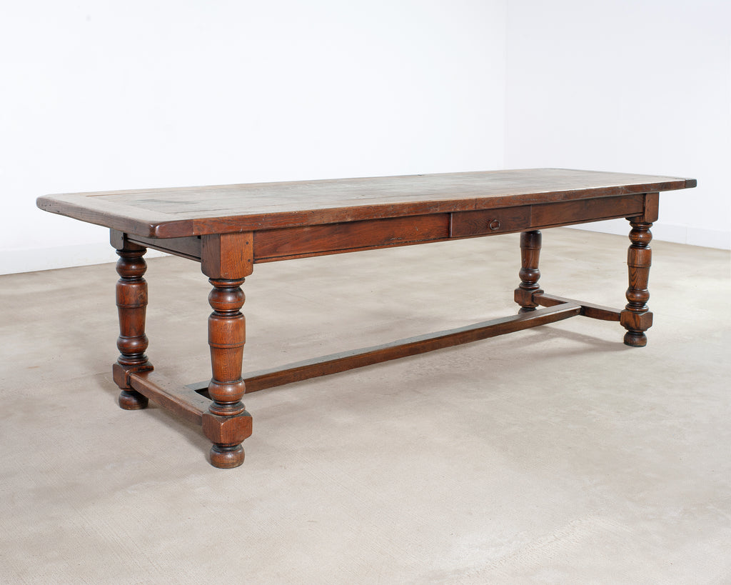Country French Provincial Oak Farmhouse Dining Table 9 Ft