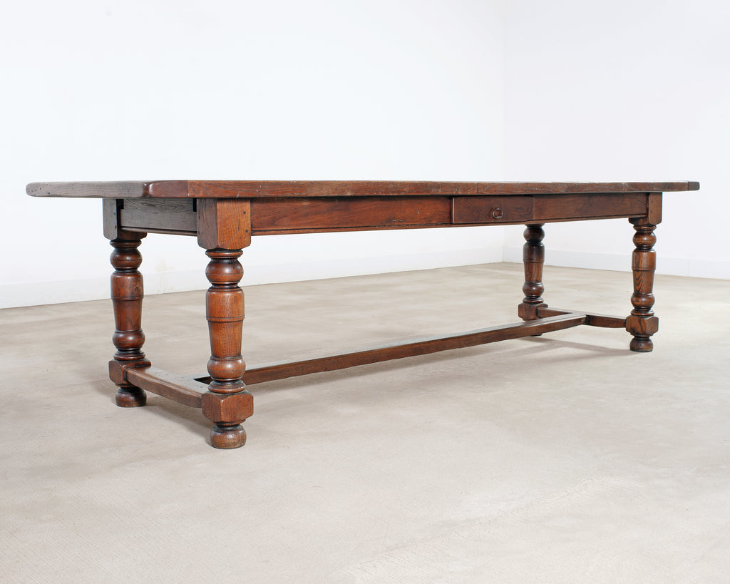 Country French Provincial Oak Farmhouse Dining Table 9 Ft
