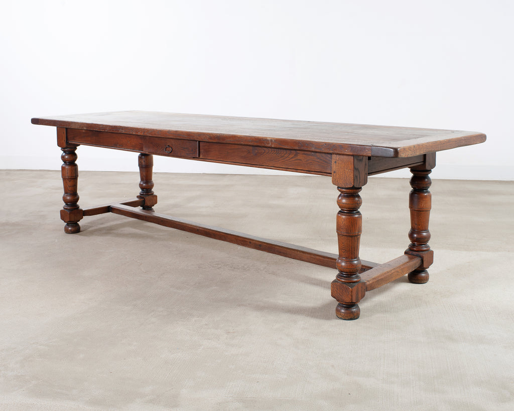 Country French Provincial Oak Farmhouse Dining Table 9 Ft