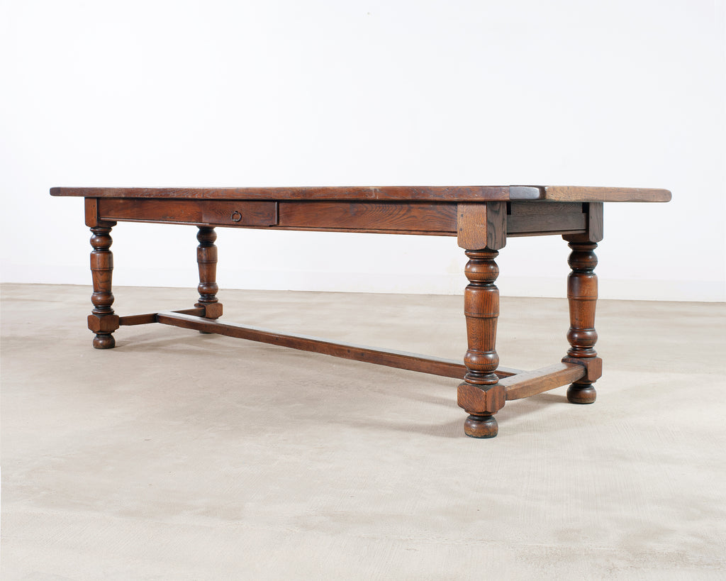 Country French Provincial Oak Farmhouse Dining Table 9 Ft
