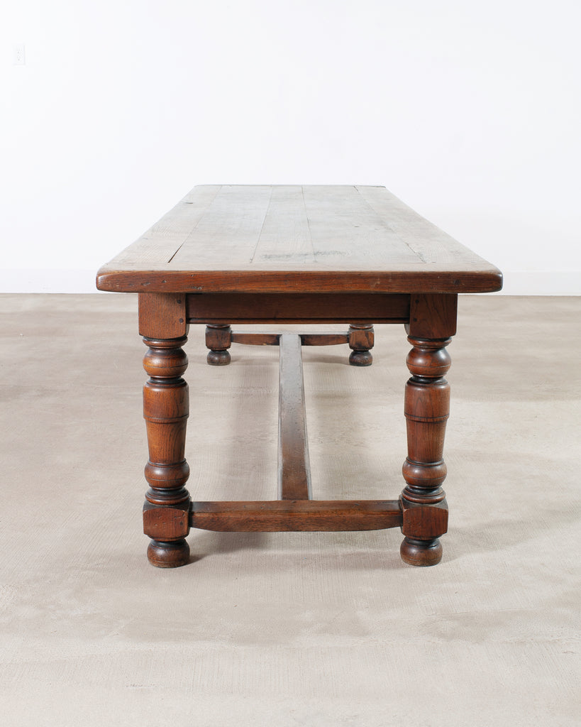 Country French Provincial Oak Farmhouse Dining Table 9 Ft