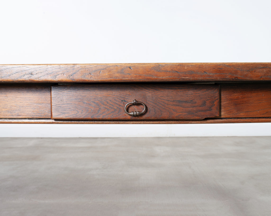 Country French Provincial Oak Farmhouse Dining Table 9 Ft