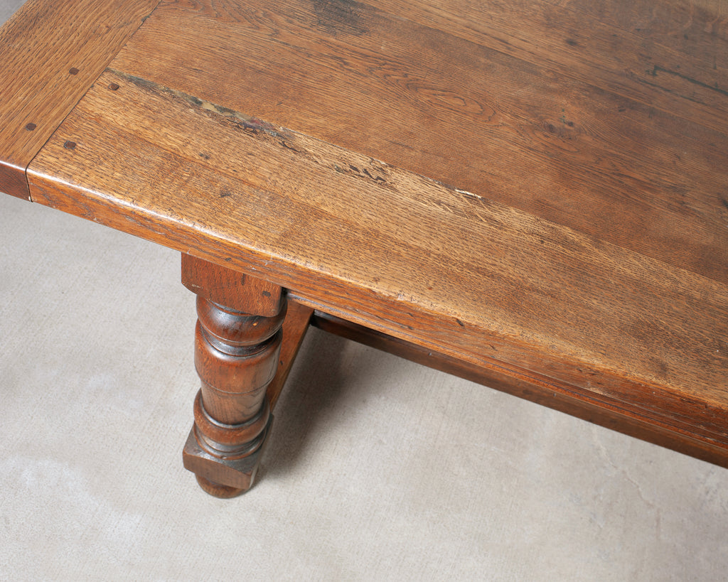 Country French Provincial Oak Farmhouse Dining Table 9 Ft
