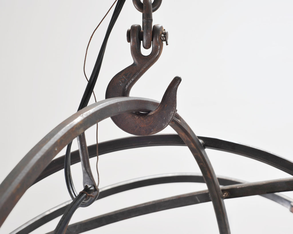 Orbital Atomic Age Iron and Copper Chandelier by Jefferson Mack