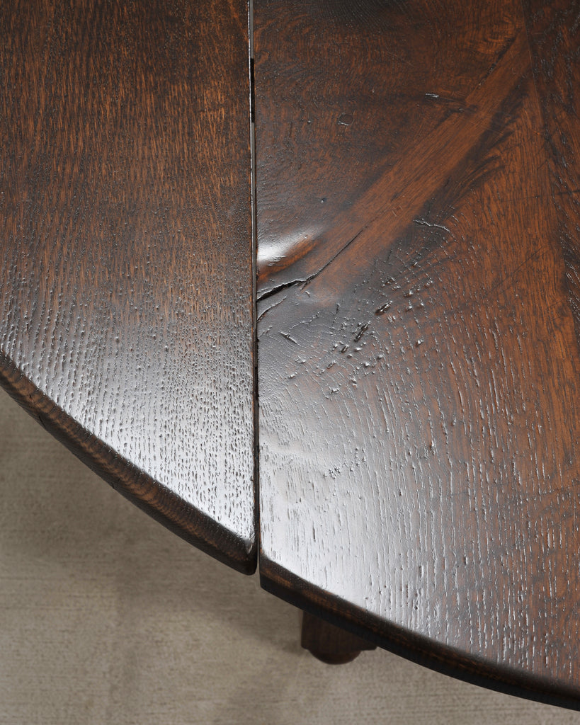 English Georgian Style Oak Drop-Leaf Wake Dining Table 7.5 Ft