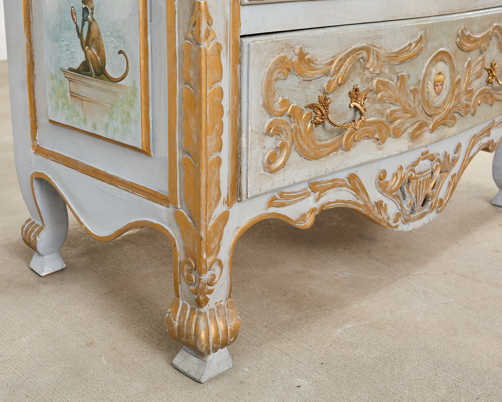 Baroque Style Venetian Lacquered Commode Chest of Drawers