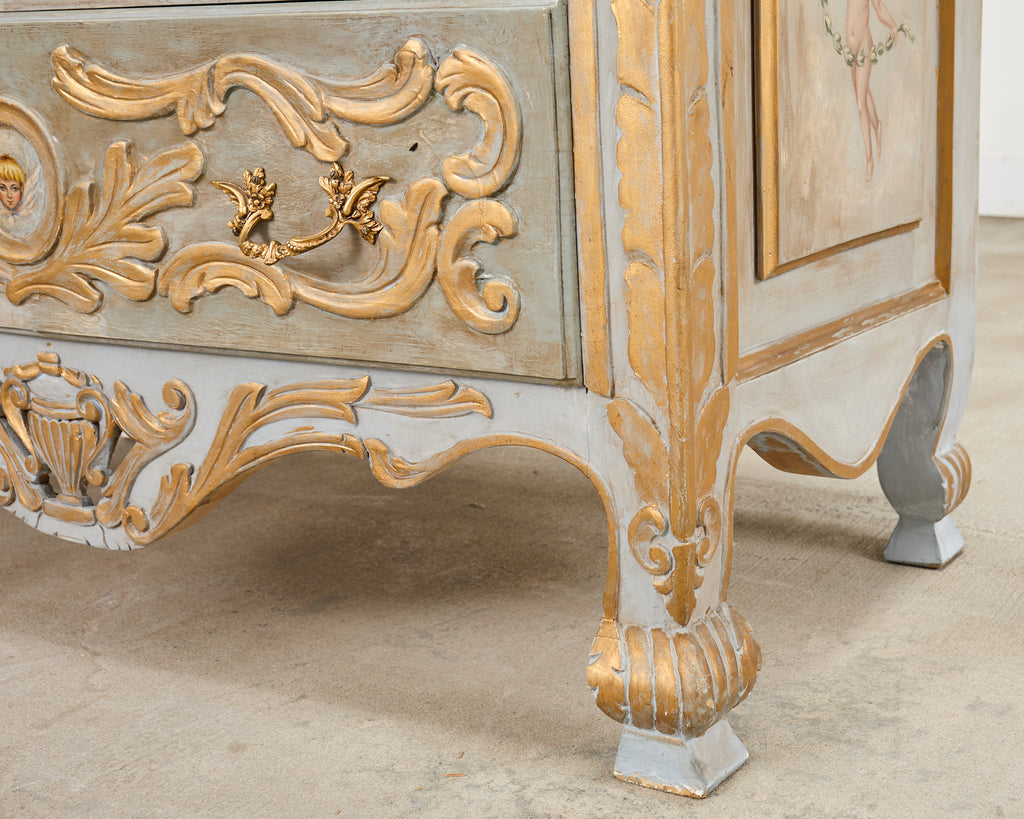 Baroque Style Venetian Lacquered Commode Chest of Drawers