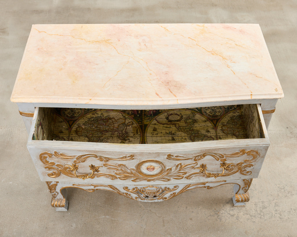 Baroque Style Venetian Lacquered Commode Chest of Drawers