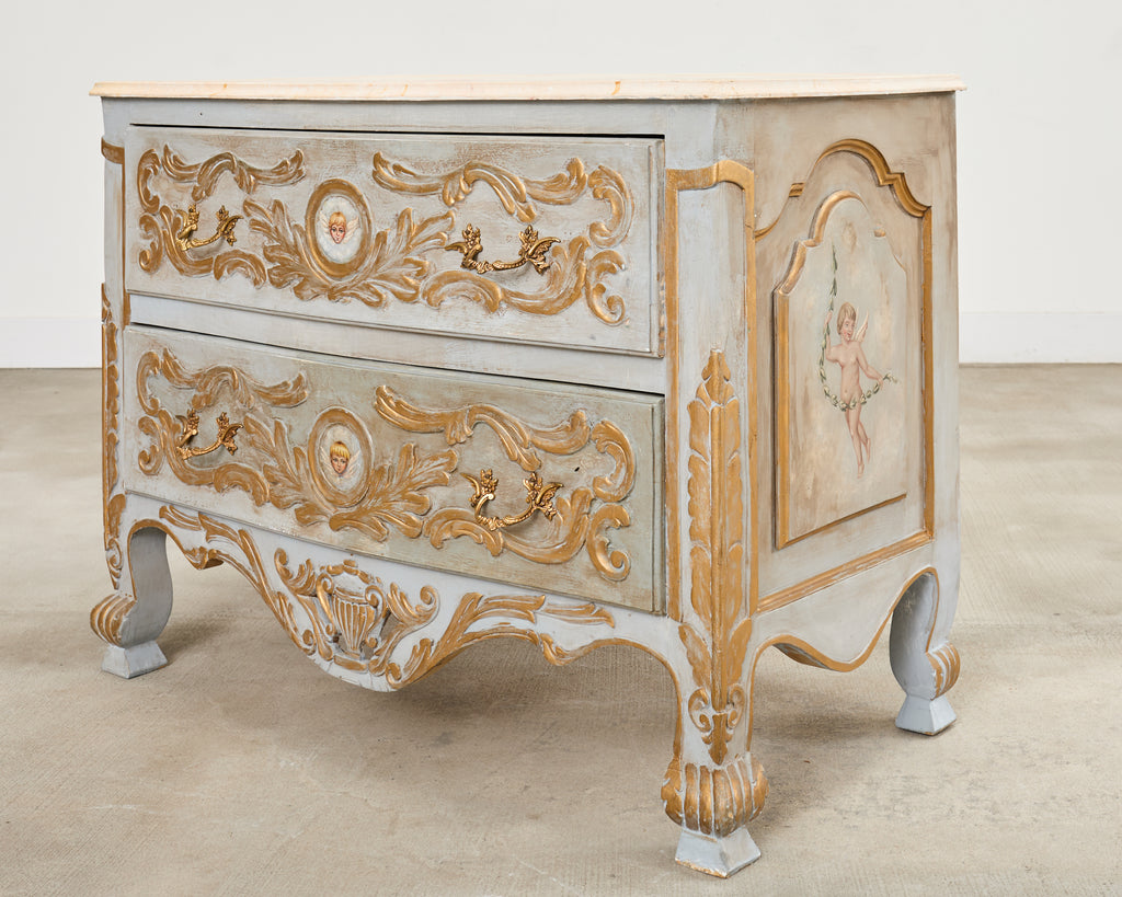 Baroque Style Venetian Lacquered Commode Chest of Drawers