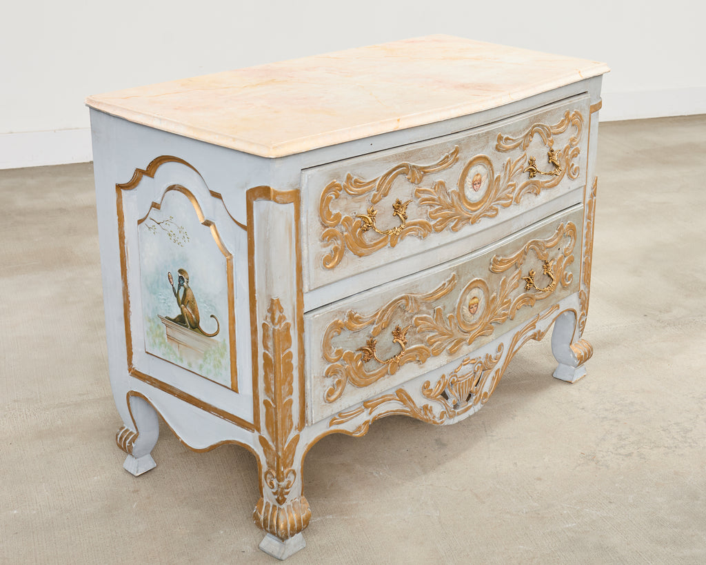 Baroque Style Venetian Lacquered Commode Chest of Drawers
