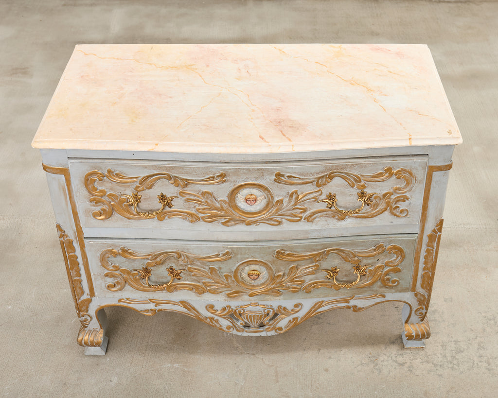 Baroque Style Venetian Lacquered Commode Chest of Drawers